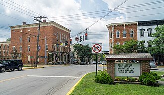 Clinton village green with Hamilton College
