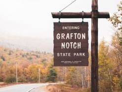 Grafton Notch highway cutting through mountain wilderness