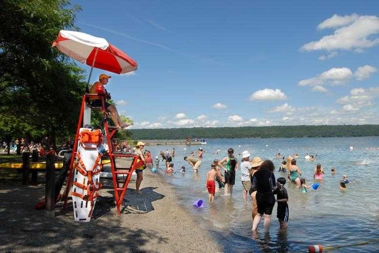 Taughannock Falls State Park beach area