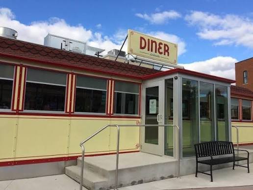Classic vintage neon dining car serving breakfast in Western NY