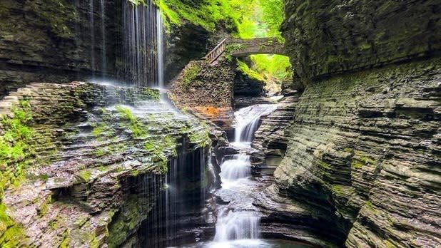 Deep shale rock canyons and massive waterfalls in Western NY state parks